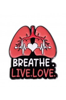 Брошка. Легені. Breathe. Live. Love. Дихай. Живи. Люби
