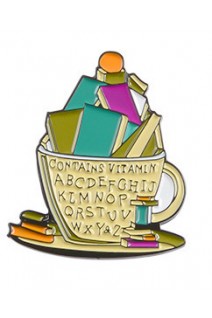 Брошка. Чашка з книгами. Містить вітаміни...