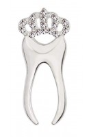 Брошка. Зуб сріблястий з цирконовою короною